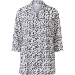 Dames Longline blouse in ecru/grafiet bedrukt