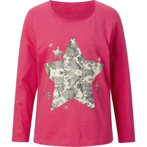 Dames Shirt met lange mouwen in pink/kaki