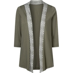 Dames Shirtjasje in kaki/ecru