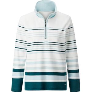 Ecru/Kalkmint Gestreepte Sweater - 100% Katoen - Lange Mouwen - Ritssluiting