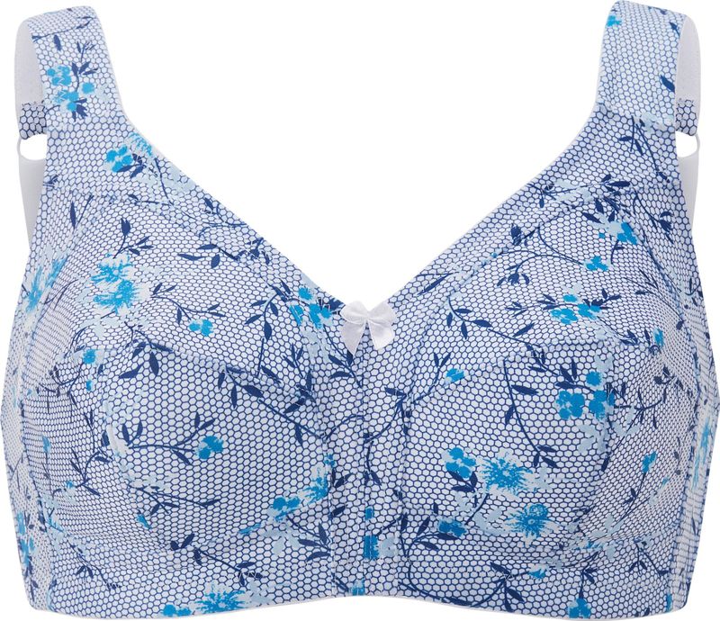 Susa - Beugelloze-bh - Wit/Blauw gedessineerd - 1-delig - Enkelverpakking