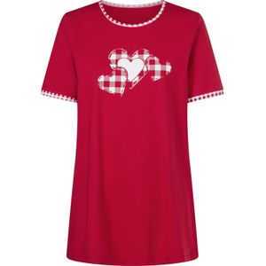 Dames Lang shirt in rood/wit