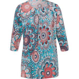 Classic Basics - Lang Shirt - Turquoise/Flamingo Gedessineerd - 100% Katoen