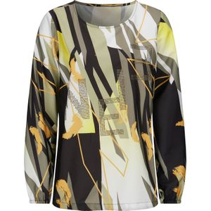 Dames Comfortabele blouse in kaki/limoen bedrukt