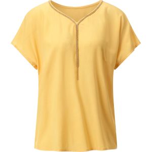 Blouse - Geel - 100% Viscose - Korte Mouwen - V-hals