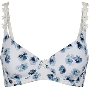Dames Beugelbeha in wit/marine geprint