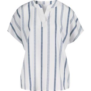 Comfortabele blouse in ecru/rookblauw gestreept