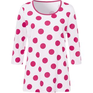 Dames Lang shirt in ecru/fuchsia geprint