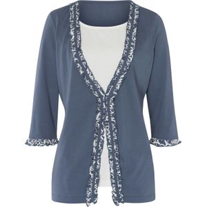 Dames 2-in-1-shirt in rookblauw/ecru