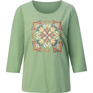 Dames Shirt met 3/4-mouw in eucalyptus/ecru