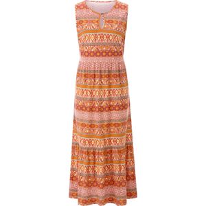 Dames Jersey jurk in papaja/terra bedrukt