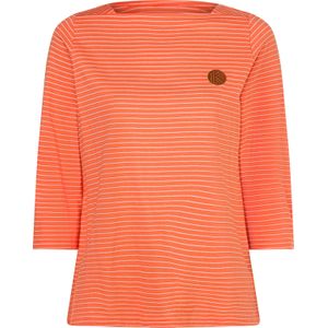 Dames Shirt met 3/4-mouw in papaja-ecru gestreept