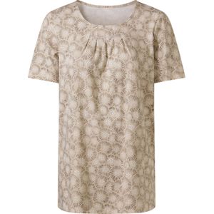 Dames Lang shirt in zand/taupe geprint