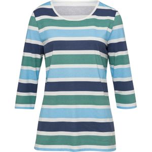 Dames Shirt met 3/4-mouw in ecru/salie gestreept