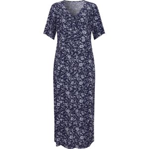 Cocktailjurk - Marine/Lichtblauw - 100% Viscose - Knoopsluiting - V-hals