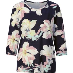 Classic Basics - Shirt - Ecru/Royalblauw - 3/4 Mouwen - Gedessineerd