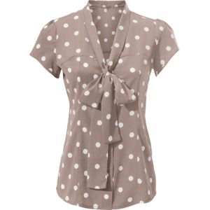 Dames Blouse met stippen in taupe/wit