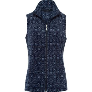 Dames Fleecegilet in marine/duivenblauw bedrukt