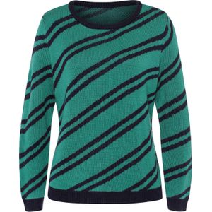 Marine/Smaragd Gestreepte Gebreide Trui - 100% Polyacryl - Lange Mouwen