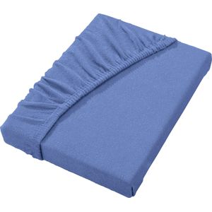 Hoeslaken - Blauw - Mako-Jersey - Geschikt voor Matrassen tot 22 cm
