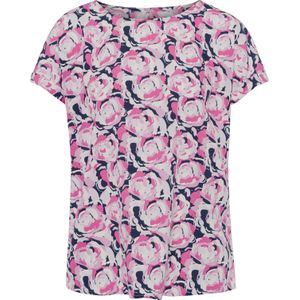 Dames Comfortabele blouse in marine/fuchsia bedrukt