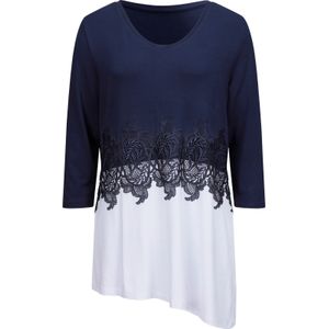 Dames Shirt met 3/4-mouw in marine/wit