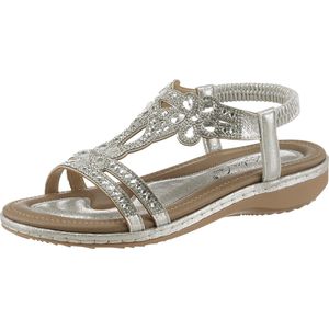 Zilverkleurige Sandalen - Textiel - Imitatieleer - Met Profiel
