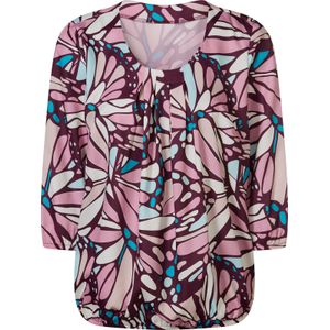 Dames Comfortabele blouse in oudroze/turquoise bedrukt