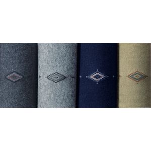 Huissokken - Antraciet Lichtgrijs Marine Riet - 98% Katoen 2% Elastaan - 4 Paar