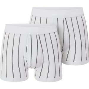 Boxershort - Wit Gestreept - 75% Katoen, 25% Polyester