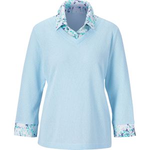 Dames 2-in-1-shirt in lichtblauw gemêleerd