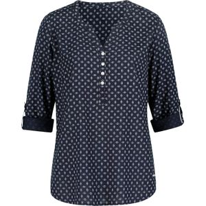 Dames Blouse in marine/wit geprint