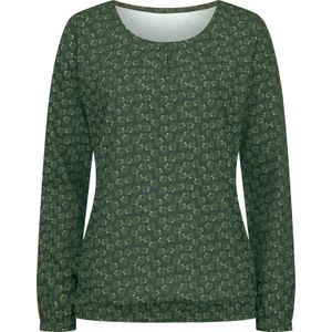 Dames Shirt met ronde hals in mos/eucalyptus bedrukt