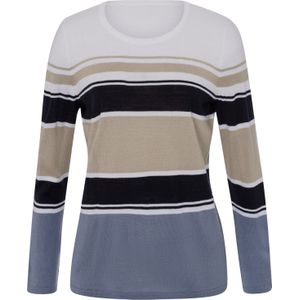 Dames Gebreide pullover in ecru/beige/duivenblauw