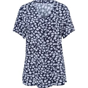 Classic Basics - Blouse - Marine Gedessineerd - Zonder Sluiting - Korte Mouwen