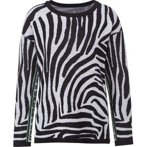 Dames Pullover met lange mouwen in zwart/wit gedessineerd
