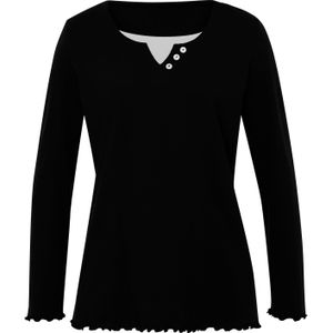 Dames 2-in-1-shirt met lange mouwen in zwart/wit