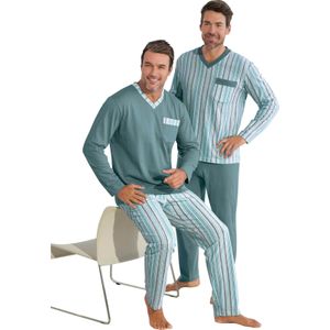 Heren Pyjama's in jade/jade gestreept