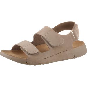 Beige Sandalen - Nubuckleer - Klittenbandsluiting - Breed Breedte G