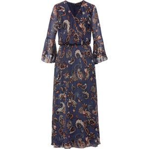 Dames Maxi-jurk in donkerblauw gedessineerd