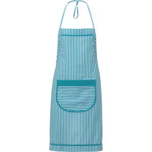 Dames halterschort in turquoise gestreept