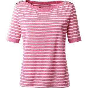 Dames Shirt met korte mouwen in roze/wit
