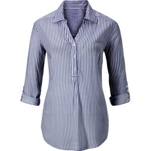 Marine - Blouse - 100% Katoen - Korte Knoopsluiting - Lange Mouwen