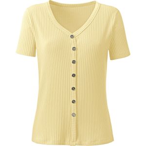 T-shirt - Citroen - 95% Viscose 5% Elastaan - Korte Mouwen V-hals