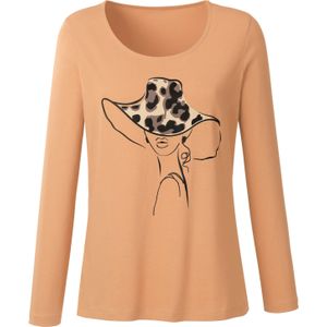 Longsleeve - Camel - 100% Katoen - Gedessineerd