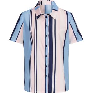Dames Overhemdblouse in lichtroze/hemelsblauw gestreept