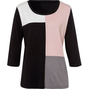 Dames Shirt met lange mouwen in zwart/poudre gedessineerd