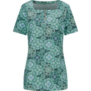 Classic Basics - Lang Shirt - Aqua/Grasgroen Gedessineerd - 100% Katoen