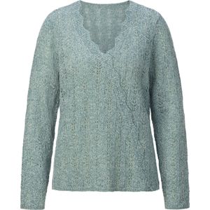 Dames Ajourpullover in jade gemêleerd