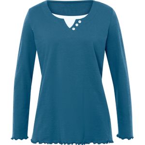 Dames 2-in-1-shirt met lange mouwen in topaas/wit